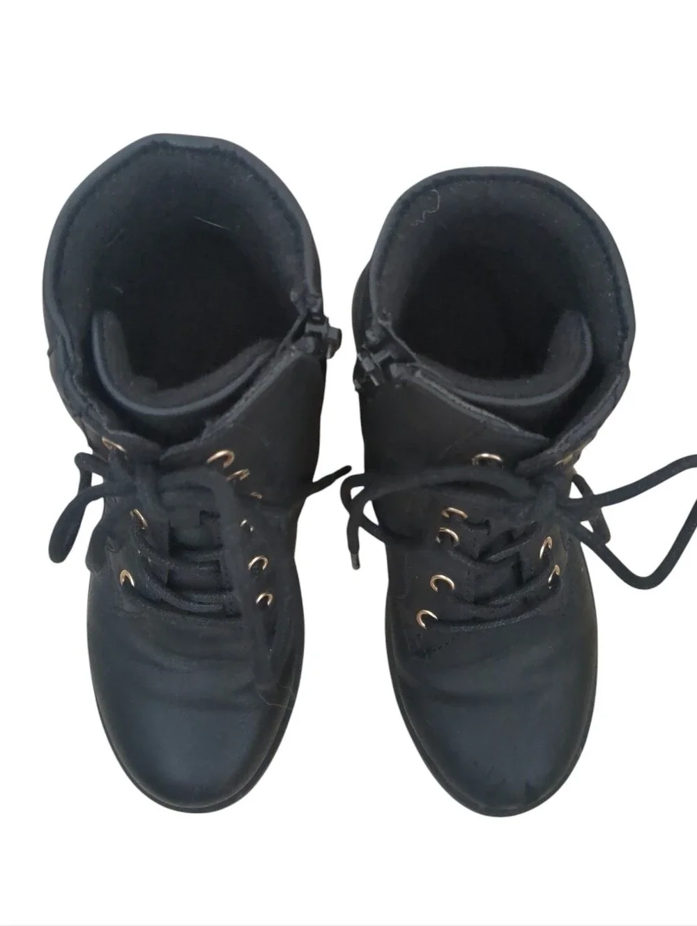 Girls Quilted Lace Up Booties In Black (Size 1)